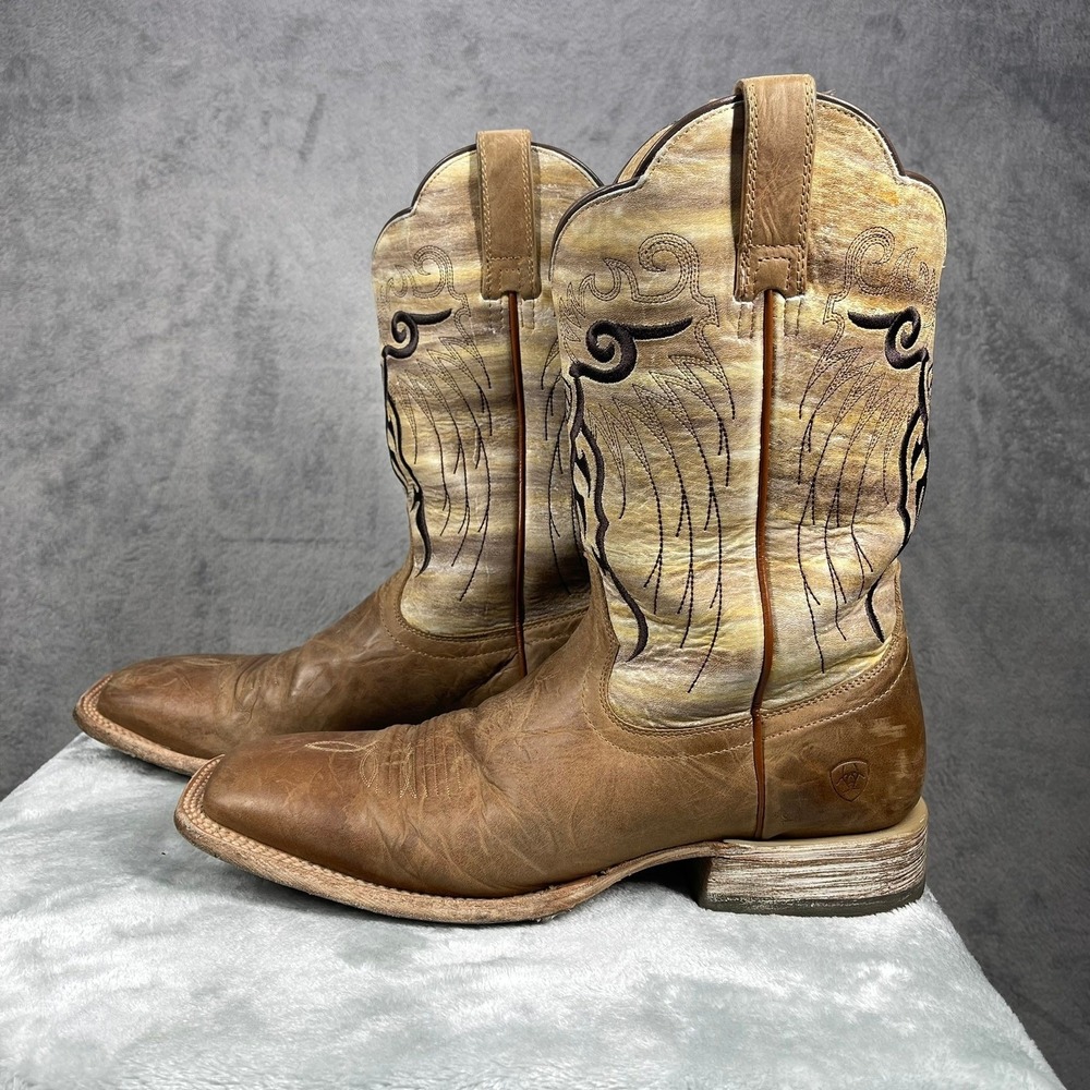 Ariat Mesteno 10018306 Mens 12 D Western Cowboy Boots Tan Marble Leather Square